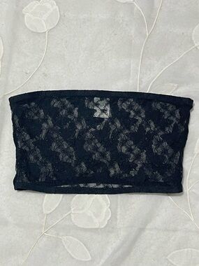 wild fable Black Floral Lace Strapless Bandeau